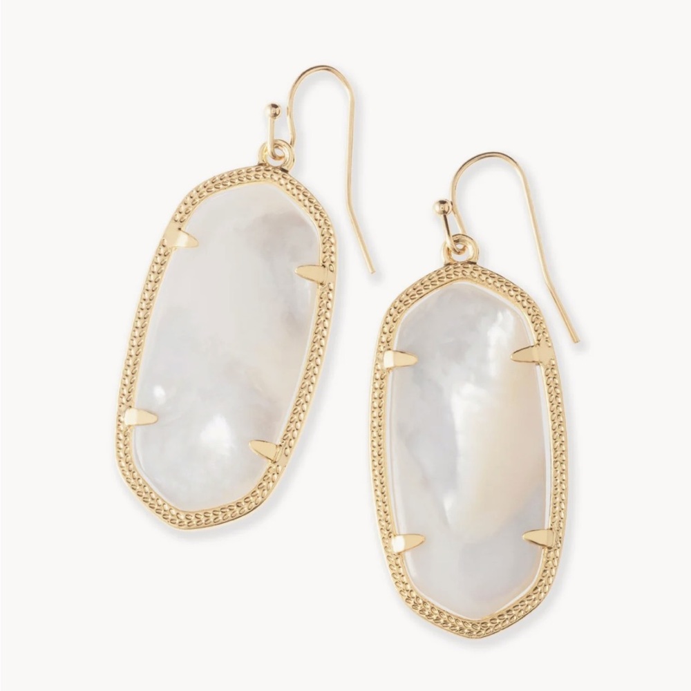 Kendra Scott Elle Gold Drop Earrings in Ivory Mother-of-Pearl
